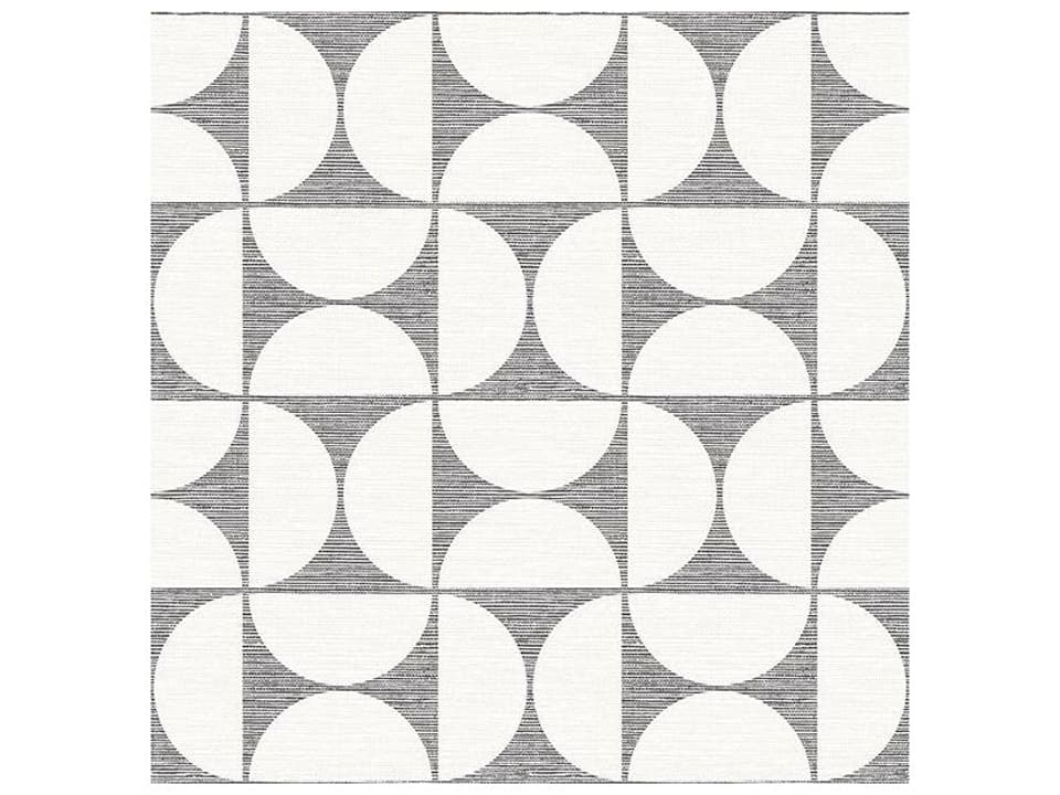 Fresh Start Kitchen & Bath Deedee Black Geometric Faux Grasscloth Wallpaper