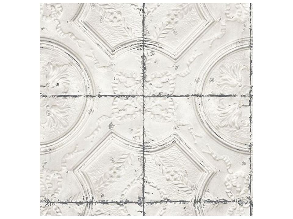 Chesapeake Susanna Off-White Vintage Tin Tile Wallpaper