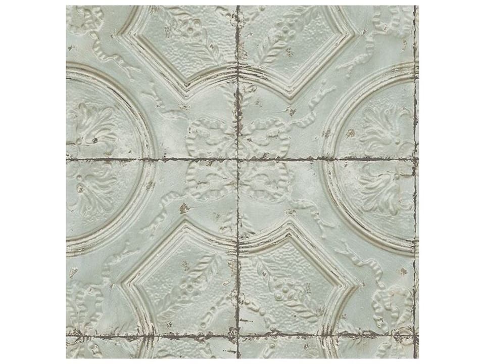 Chesapeake Susanna Teal Vintage Tin Tile Wallpaper