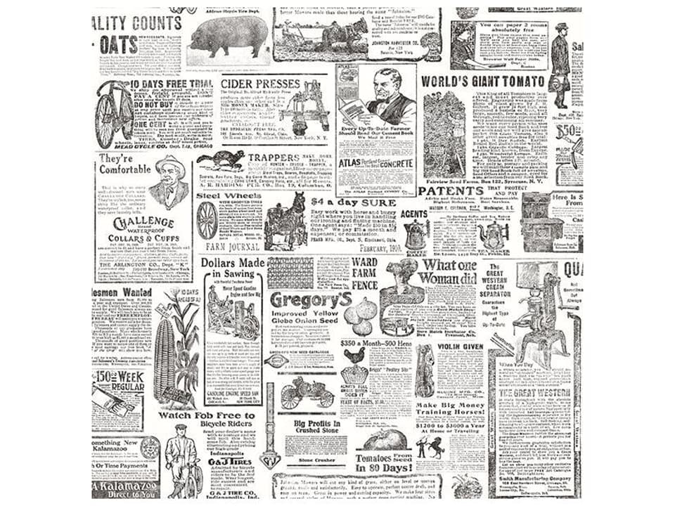 Chesapeake Underwood Black Vintage Newspaper Wallpaper