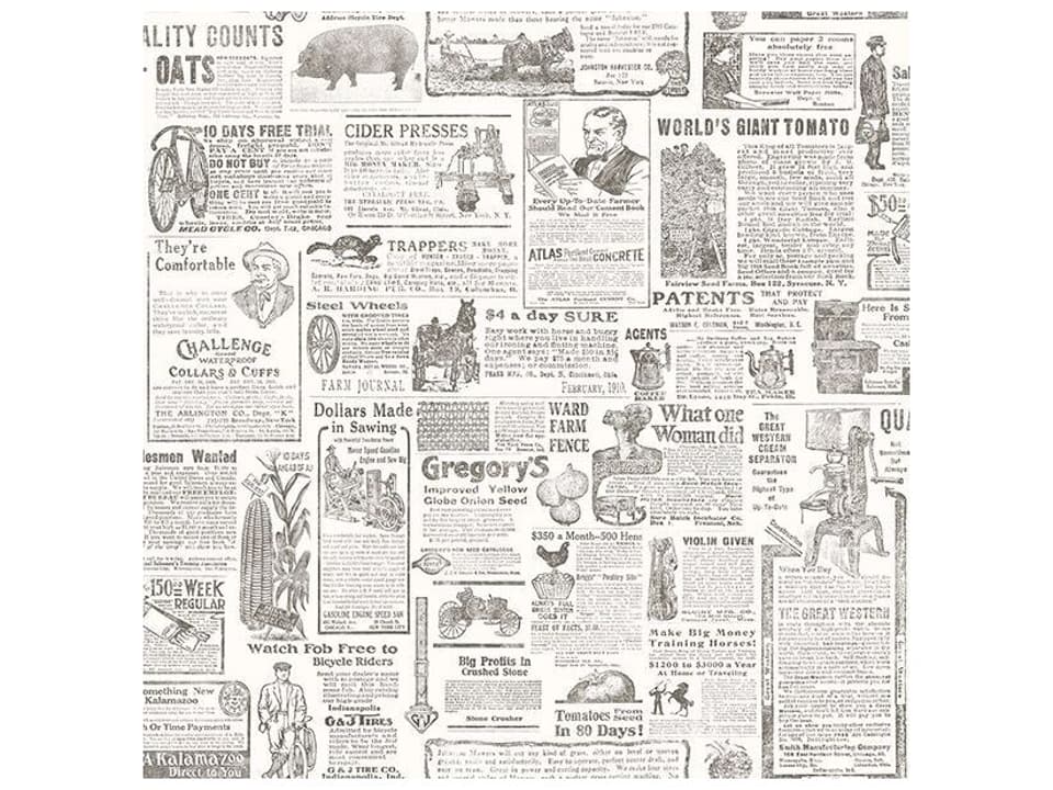 Chesapeake Underwood Taupe Vintage Newspaper Wallpaper