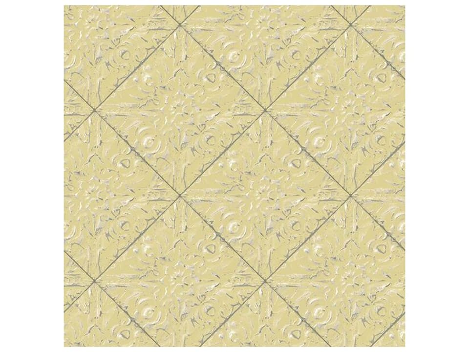 Chesapeake Brandi Yellow Metallic Faux Tile Wallpaper