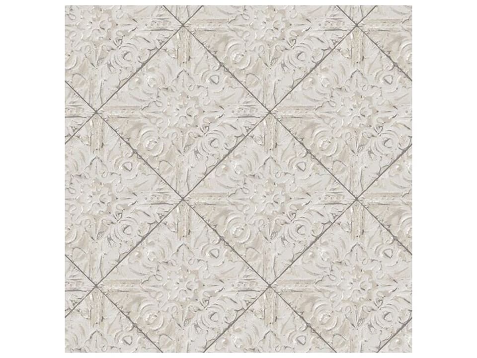 Chesapeake Brandi Grey Metallic Faux Tile Wallpaper