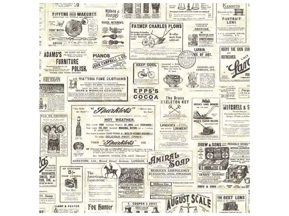 Chesapeake Adamstown Cream Vintage Newspaper Wallpaper