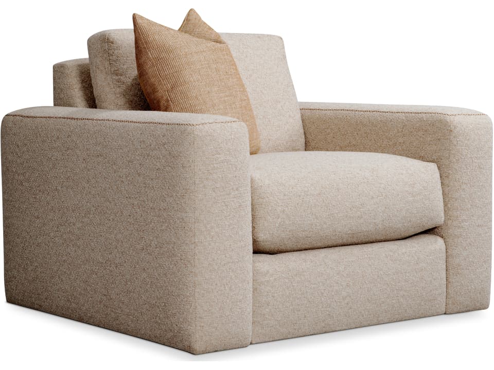 Living Vaughn Upholstered Polyester Swivel Accent Chair in Beige