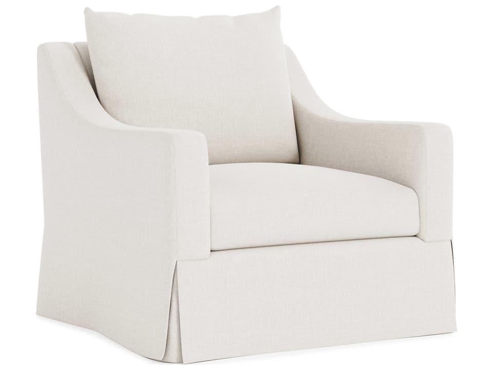Grace Fabric Swivel Accent Chair White with Plush Feather Down Cushion