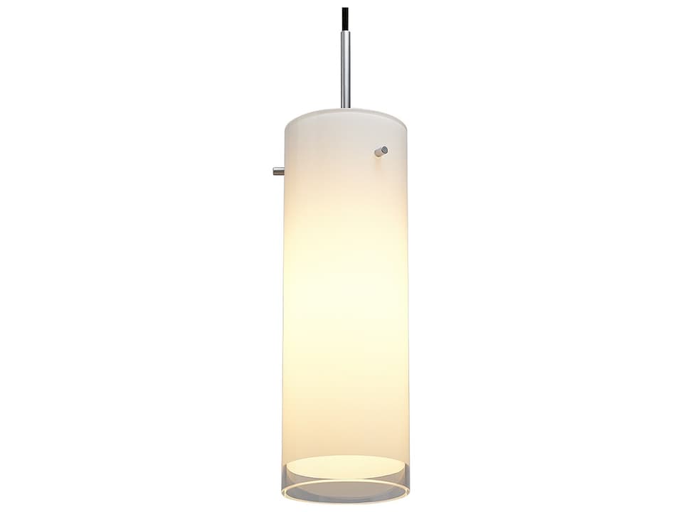 Cyrus 1-Light White Glass Cylinder Mini Pendant in Chrome