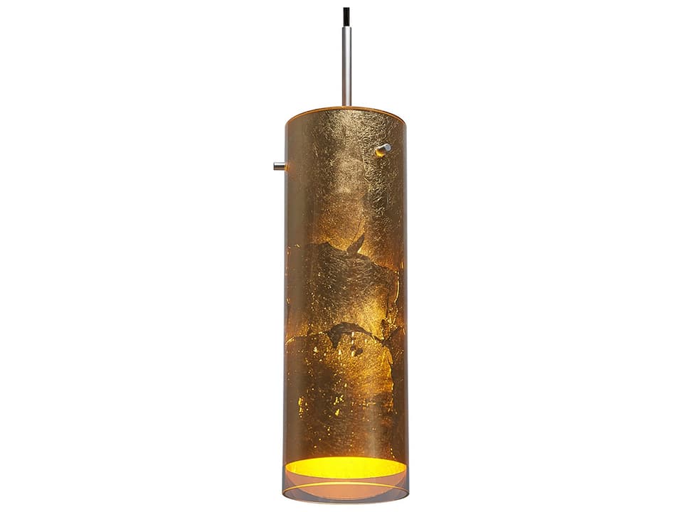 Cyrus 1-Light Gold Glass Cylinder Mini Pendant in Chrome