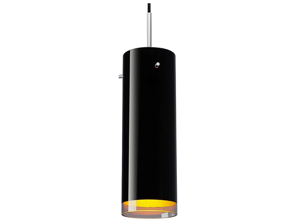 Cyrus 1-Light LED Cylinder Pendant Light in Chrome with Black and Gold Glass