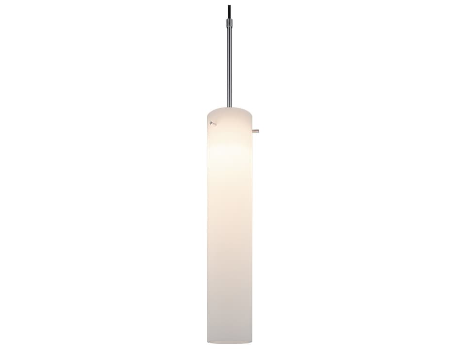 Titan 1-Light White Glass Cylinder Mini Pendant with Chrome Accents