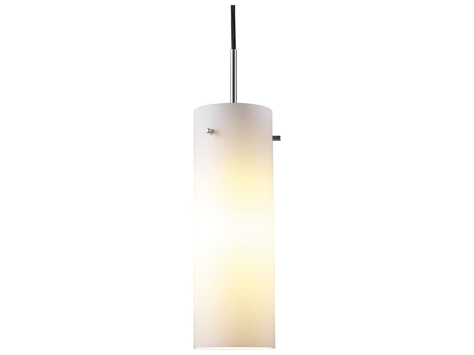 Titan 1-Light White Glass Cylinder Mini Pendant in Chrome