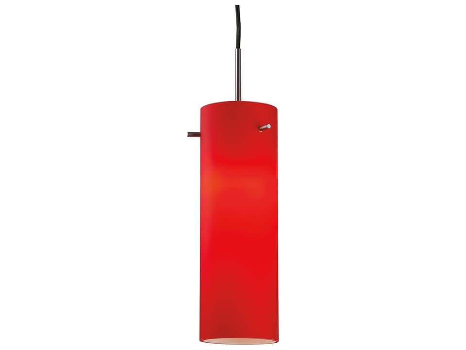 Titan 1-Light Red Glass Cylinder Mini Pendant in Chrome