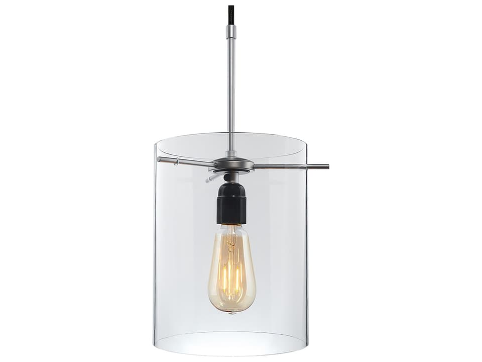 London Clear Glass Cylinder Pendant Light in Chrome