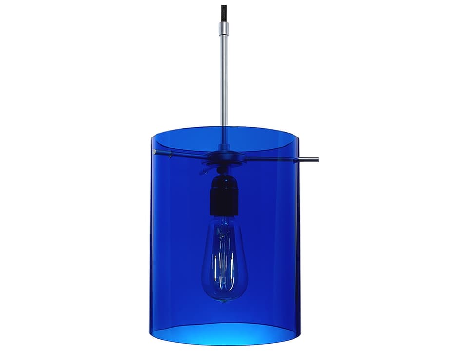 London 1-Light Blue Glass Cylinder Mini Pendant