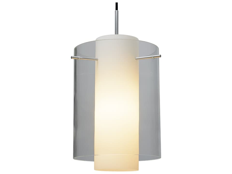 Rome 1-Light Clear Glass Cylinder Mini Pendant in Matte Chrome