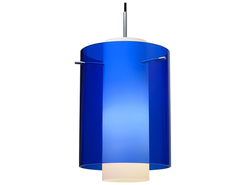 Rome 1-Light Blue Glass Cylinder Mini Pendant in Chrome Finish