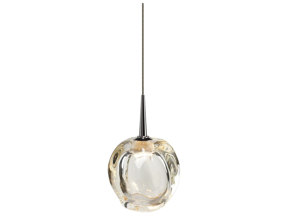 Aurora 1-Light Clear Glass LED Mini Pendant in Matte Chrome