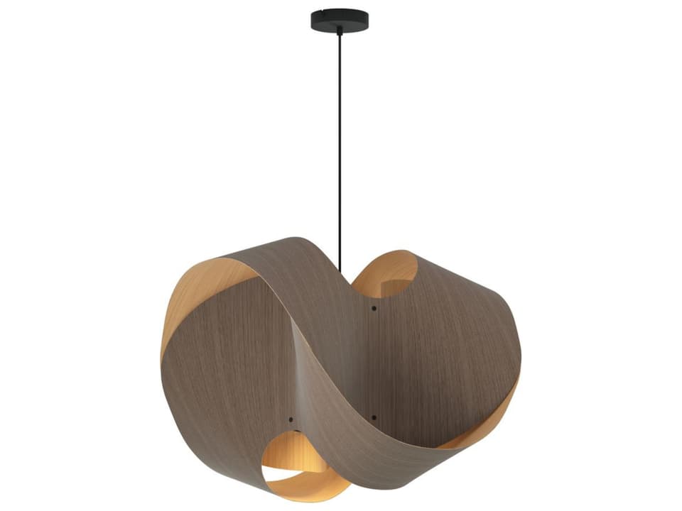 Elvira 1-Light Wood Veneer Pendant Light in Black with Yellow Ash