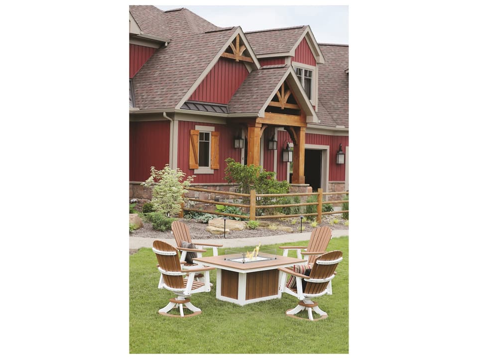 Comfo-back Recycled Plastic Fire Pit Outdoor Patio Dining Set