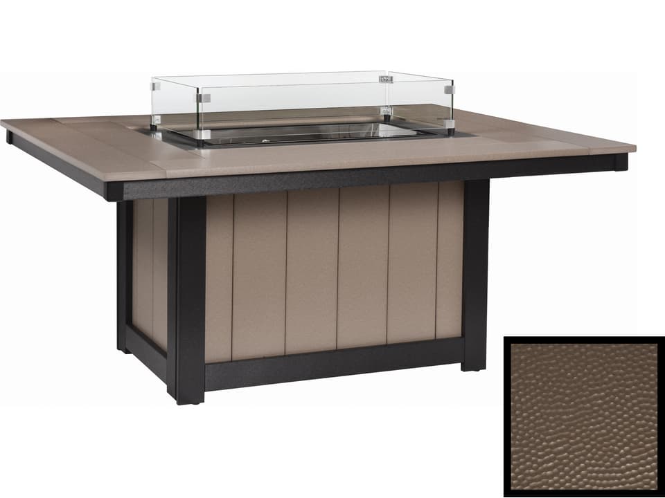 Donoma 54 x 42 Inch Rectangular Fire Pit Table with Hammered Top