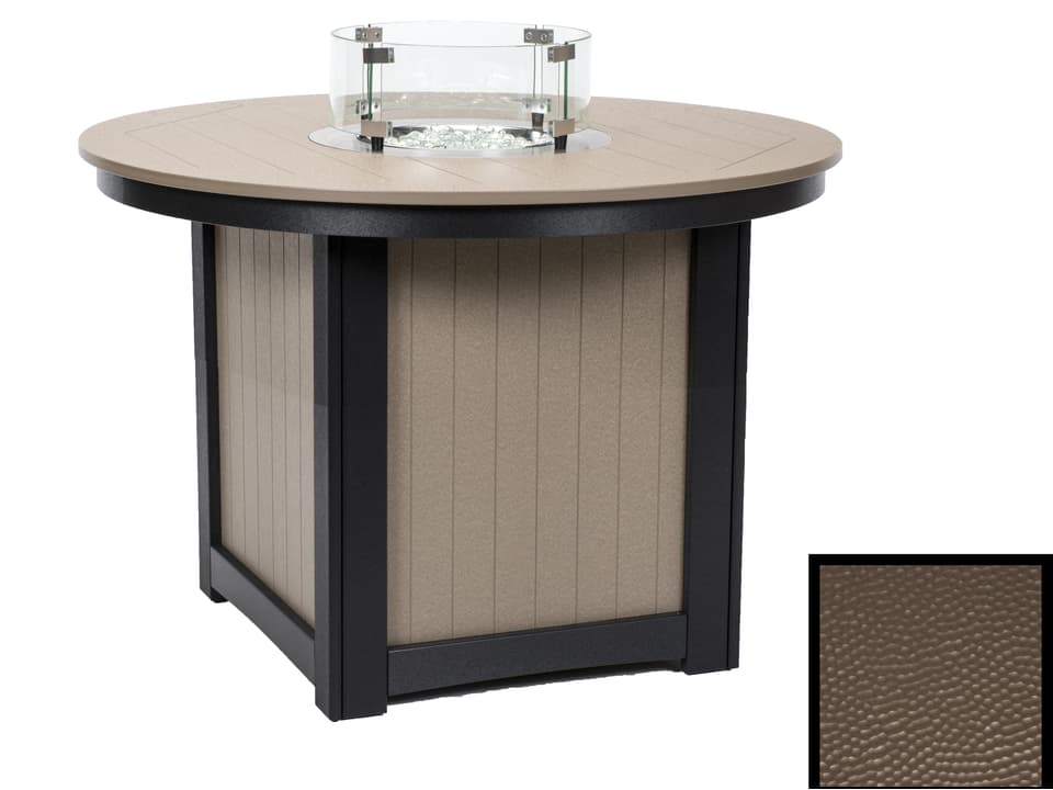 Donoma 44-Inch Round Dining Height Fire Pit Table with Hammered Top