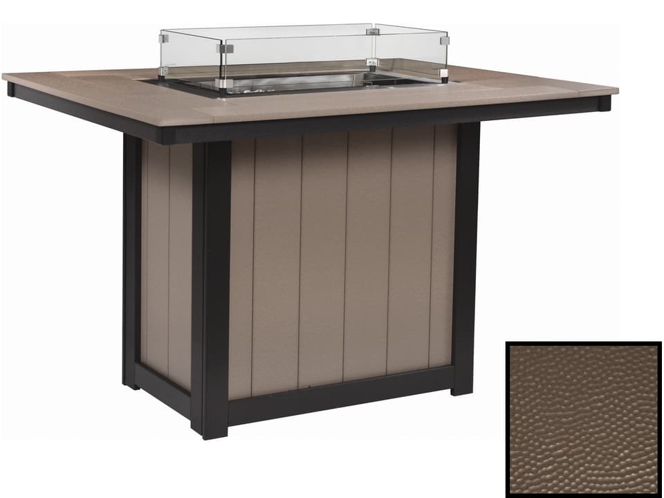 Donoma Hammered Rectangular Counter Height Fire Pit Table