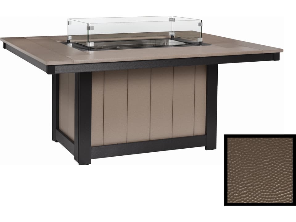 Donoma 54 x 42 Inch Rectangular Dining Fire Pit Table with Hammered Top