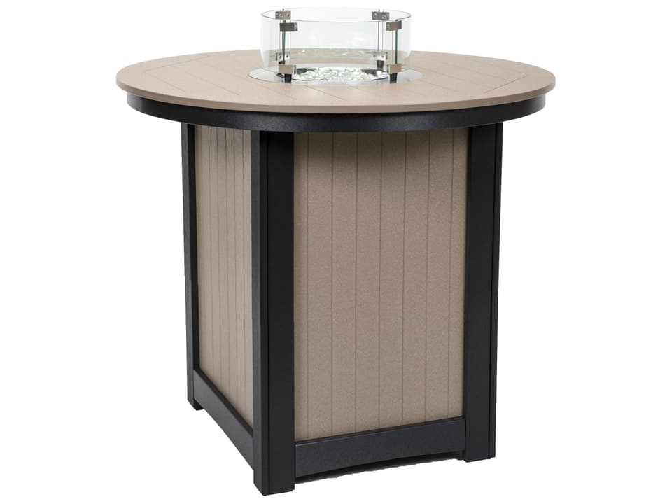 Donoma 44-Inch Round Recycled Plastic Bar Height Fire Pit Table