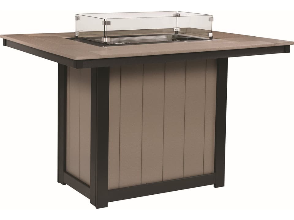 Donoma 54-Inch x 42-Inch Rectangular Counter Height Fire Pit Table