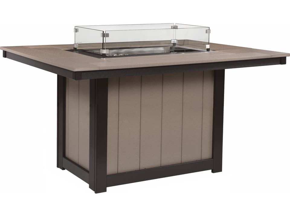 Donoma Recycled Plastic Rectangular Dining Fire Pit Table