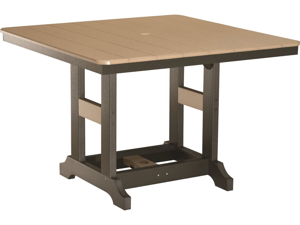 Garden Classic 44-Inch Square Poly Lumber Dining Table with Umbrella Hole