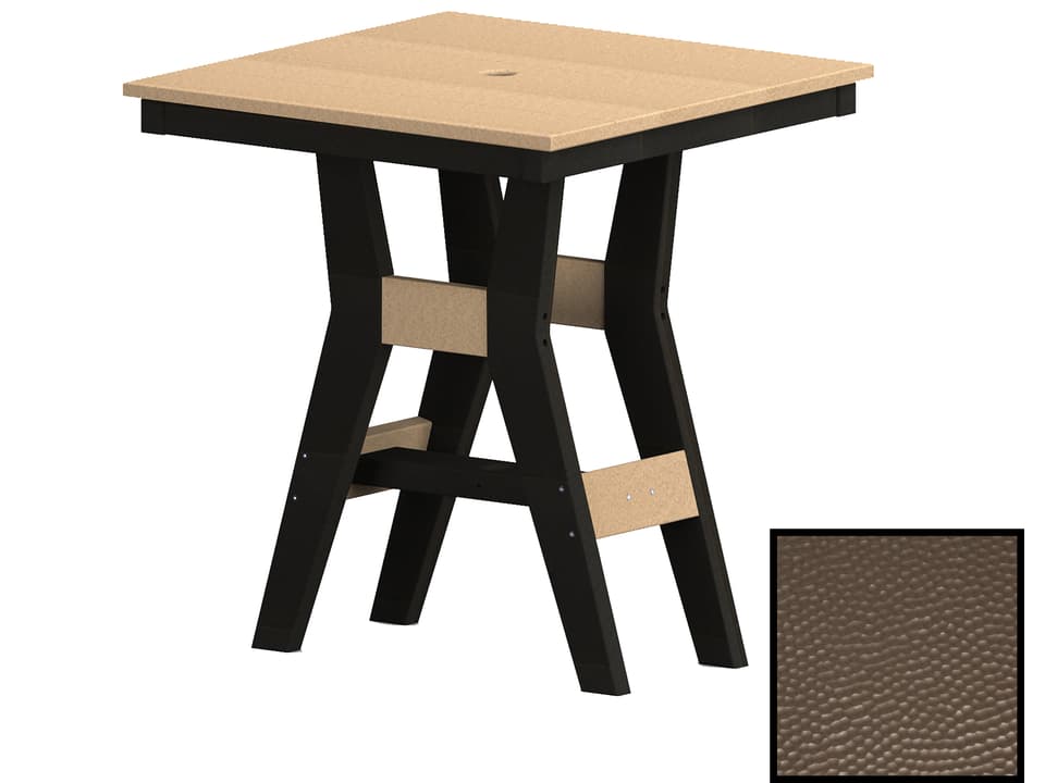 Harbor 28-Inch Square Poly Lumber Dining Table with Hammered Top