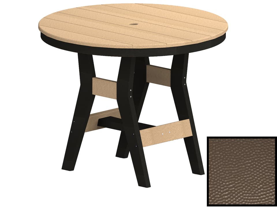 Harbor 38-Inch Round Recycled Plastic Hammered Dining Table