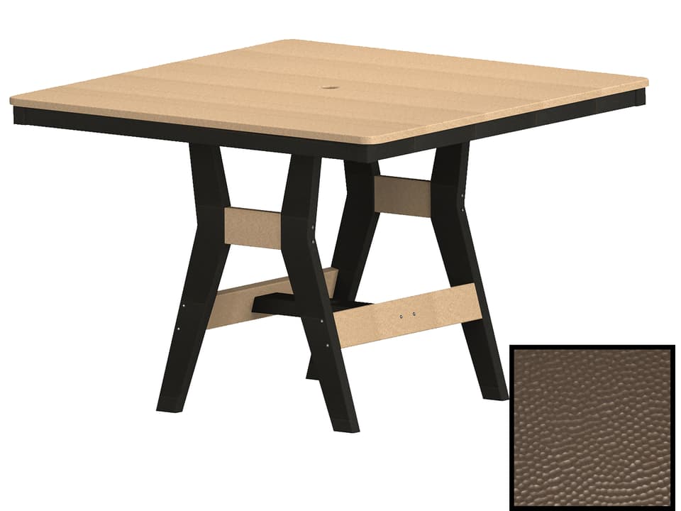 Harbor 44-Inch Square Recycled Plastic Dining Table with Hammered Top