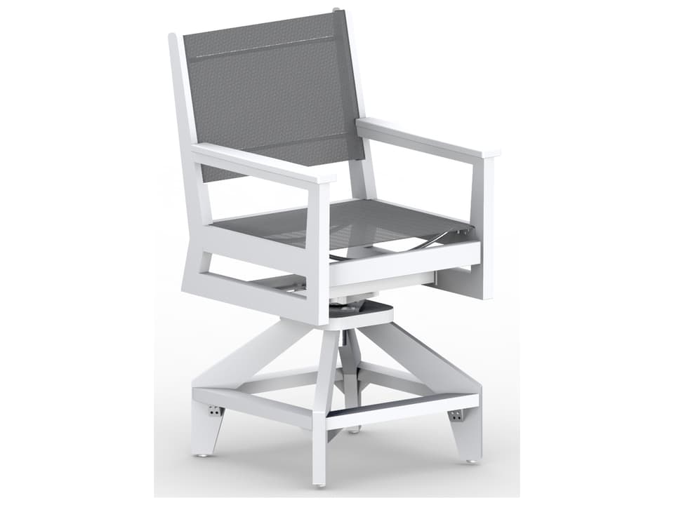 Mayhew Sling Swivel Counter Arm Chair in Poly Lumber