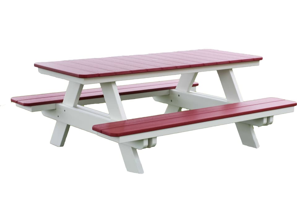 Rectangular Outdoor Picnic Table with Umbrella Hole