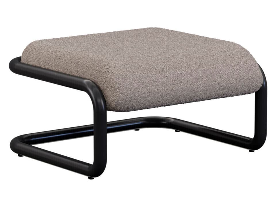 Tube Ottoman Black Frame Grey Boucle Upholstered Accent Ottoman