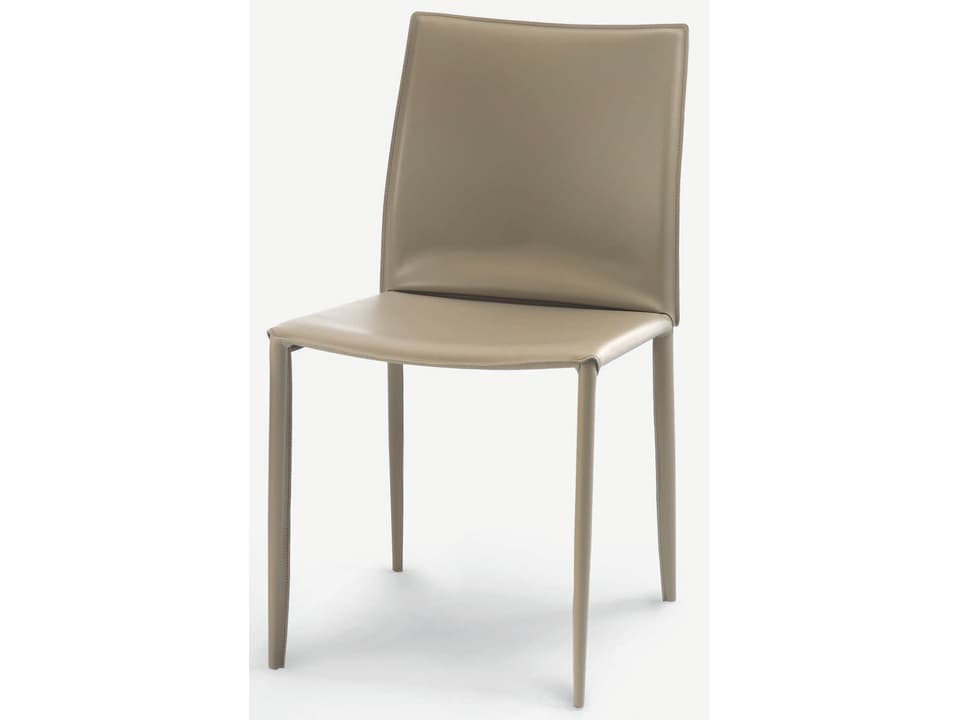 Linda Leather Beige Upholstered Side Dining Chair