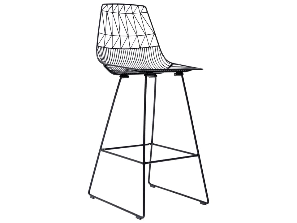 Lucy Wire Bar Stool in Black Powder-Coated Galvanized Steel