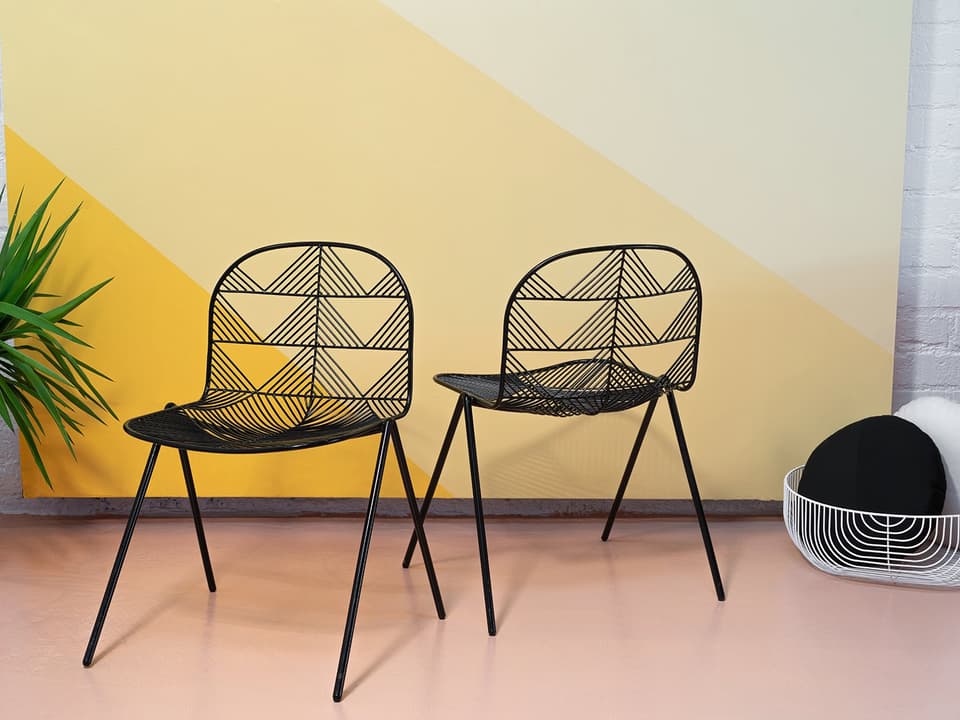 Betty Galvanized Iron Black Dining Chair Set