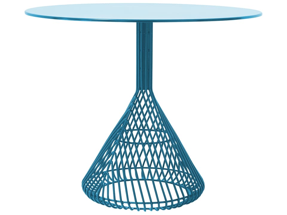 Bend Goods Bistro Round Galvanized Steel Dining Table Base in Peacock