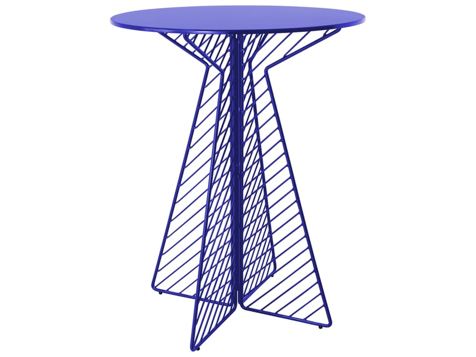 Cafe 30-Inch Round Galvanized Iron Bar Table in Electric Blue