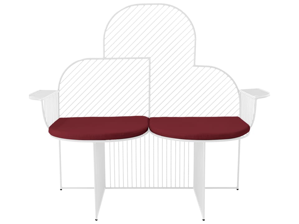 Cloud 2-Seater Metal Outdoor Bench in White