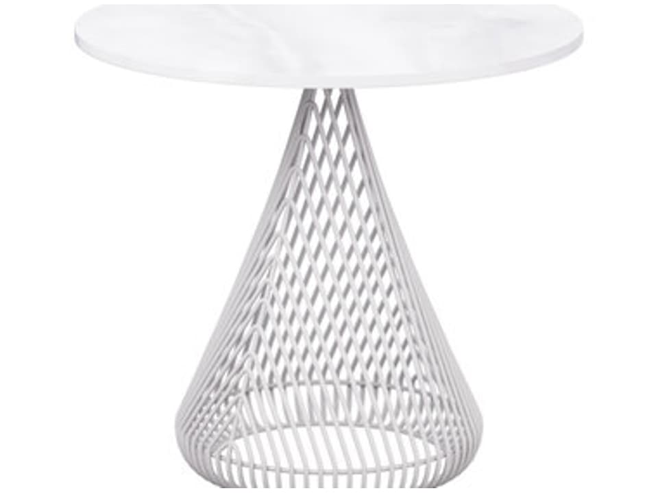 Cono Round Side Table White Ceramic Stone Top