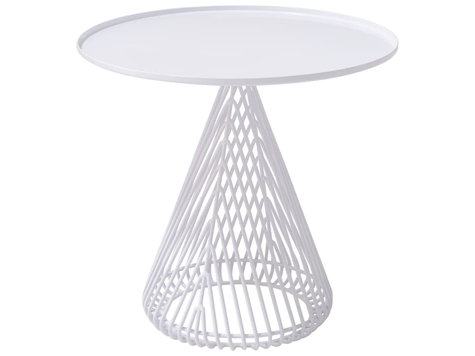 Round Side Table Cono White Galvanized Iron