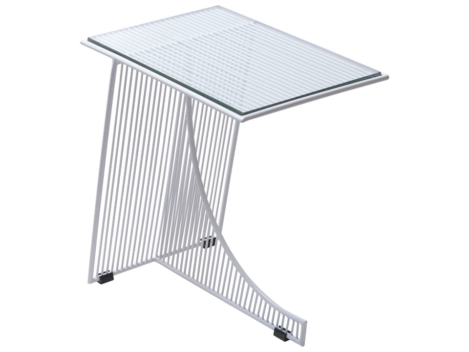 Eclipse Rectangular End Table in Powder-Coated White Galvanized Iron