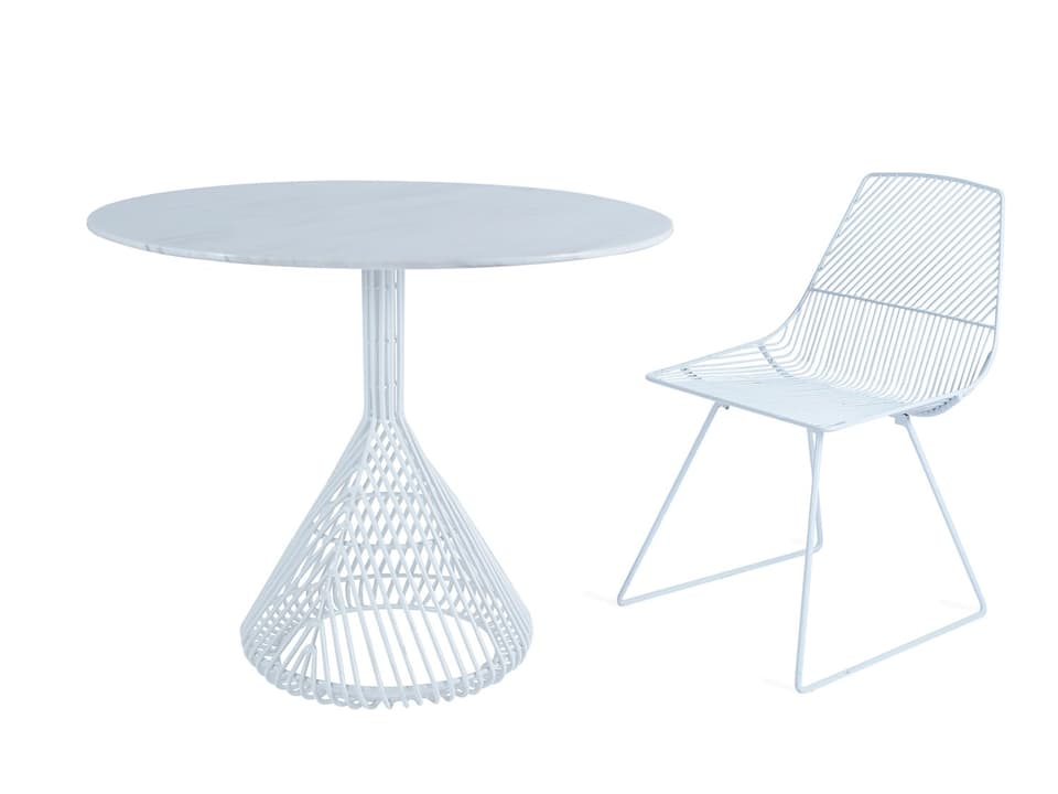 Lucy Galvanized Iron White Bistro Set