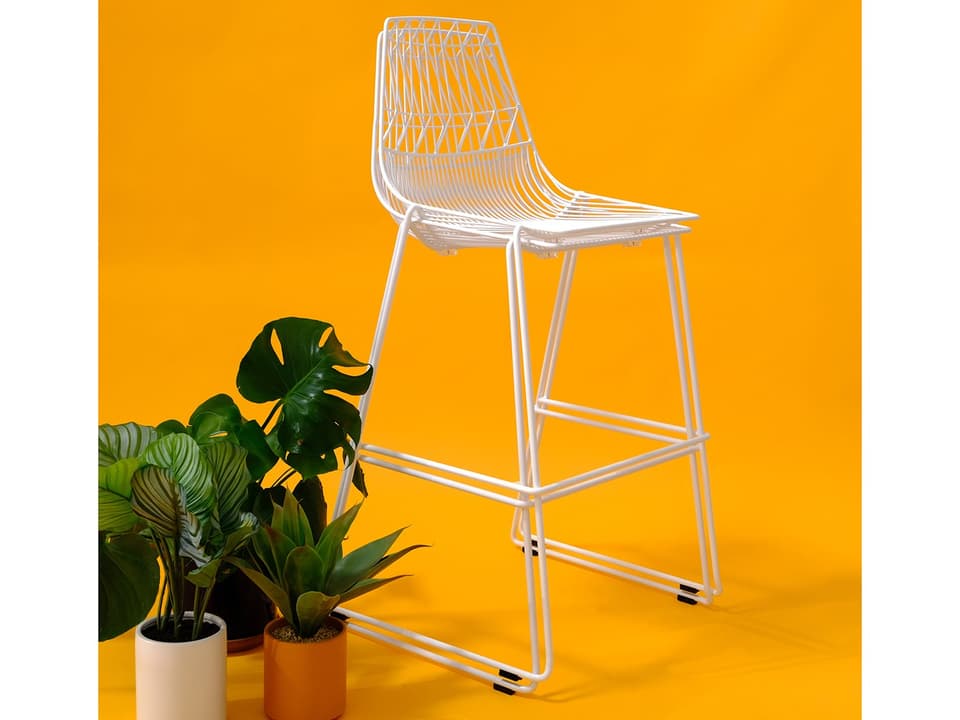 Lucy Galvanized Iron White Stackable Bar Chair Set