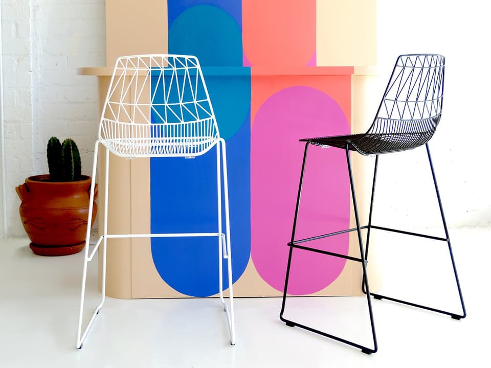 Lucy Galvanized Iron Stackable Bar Chair Set