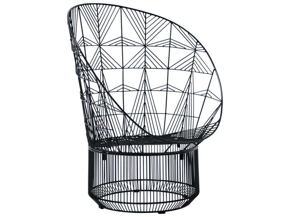 Peacock Galvanized Iron Lounge Chair in Black